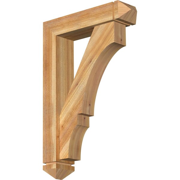 Ekena Millwork Balboa Arts and Crafts Rough Sawn Bracket w/ Offset Brace, Western Red Cedar, 6"W x 24"D x 36"H BKT0604X24X36BOA03RWR - main
